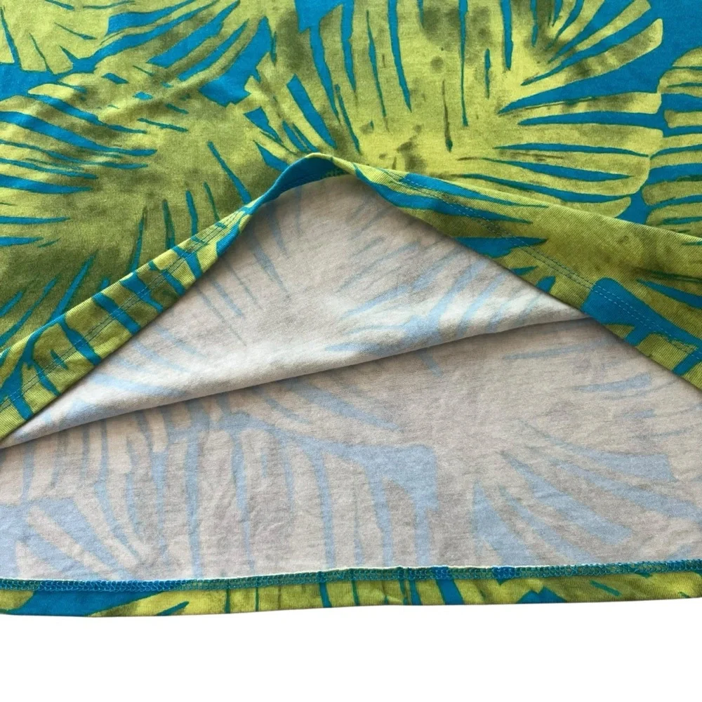 Tommy Bahama Women’s M Blue Green, Tropical Leaf Aloha Knit Shift Shirt Sundress